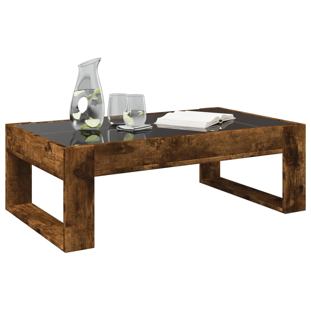 Table basse avec LED infini chêne fumé 90x53x30 cm - Tables basses