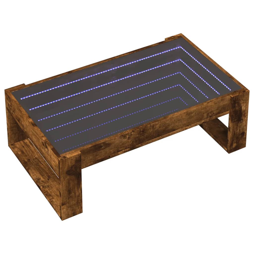 Table basse avec LED infini chêne fumé 90x53x30 cm - Tables basses