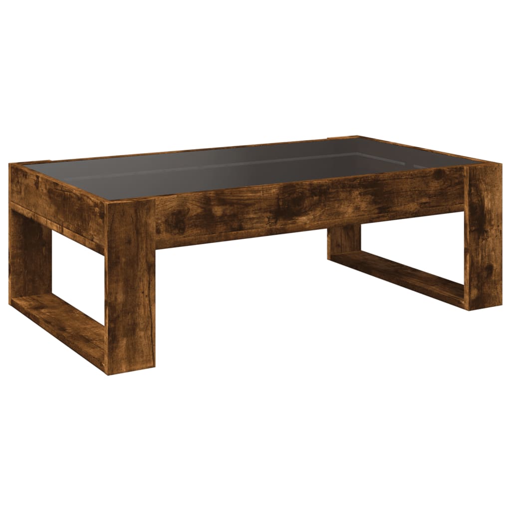 Table basse avec LED infini chêne fumé 90x53x30 cm - Tables basses