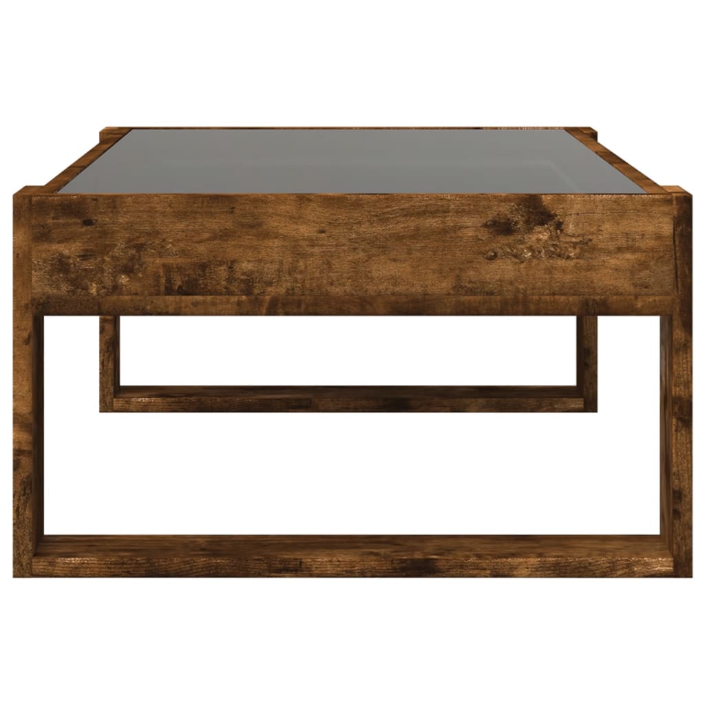 Table basse avec LED infini chêne fumé 90x53x30 cm - Tables basses