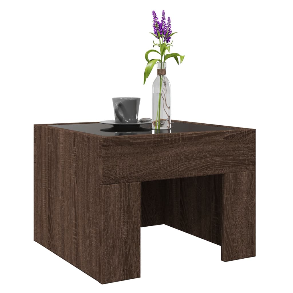 Table basse avec LED infini chêne marron 40x40x30 cm - Tables basses