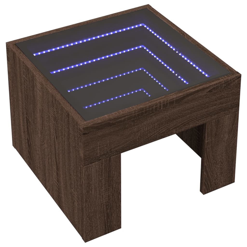 Table basse avec LED infini chêne marron 40x40x30 cm - Tables basses