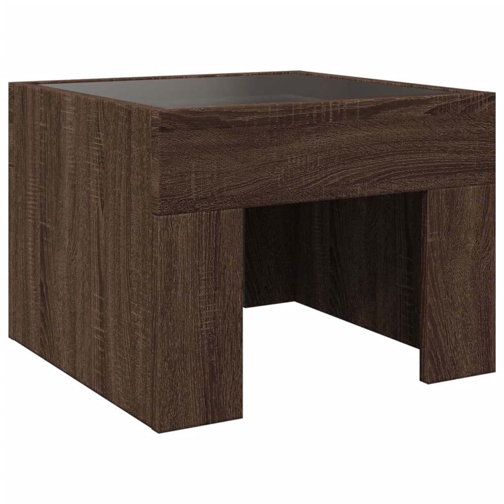 Table basse avec LED infini chêne marron 40x40x30 cm - Tables basses
