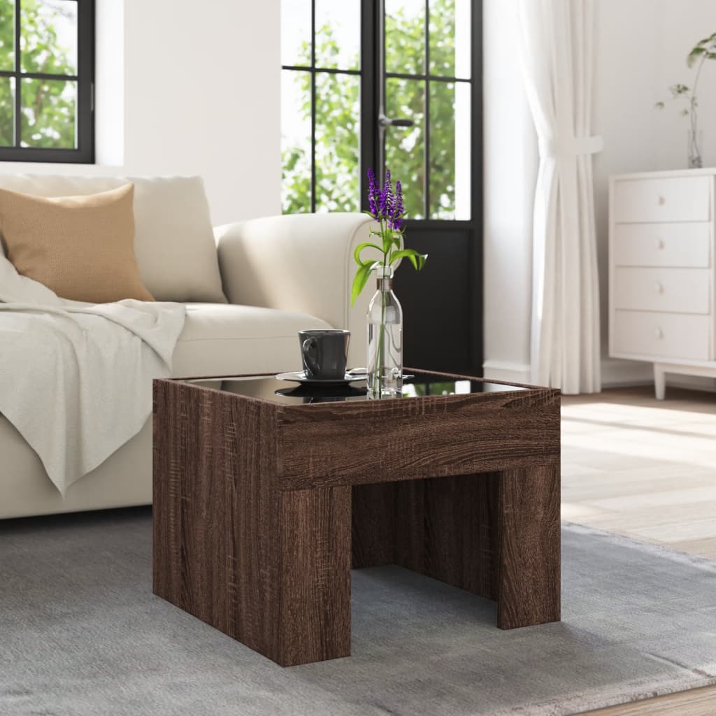 Table basse avec LED infini chêne marron 40x40x30 cm - Tables basses