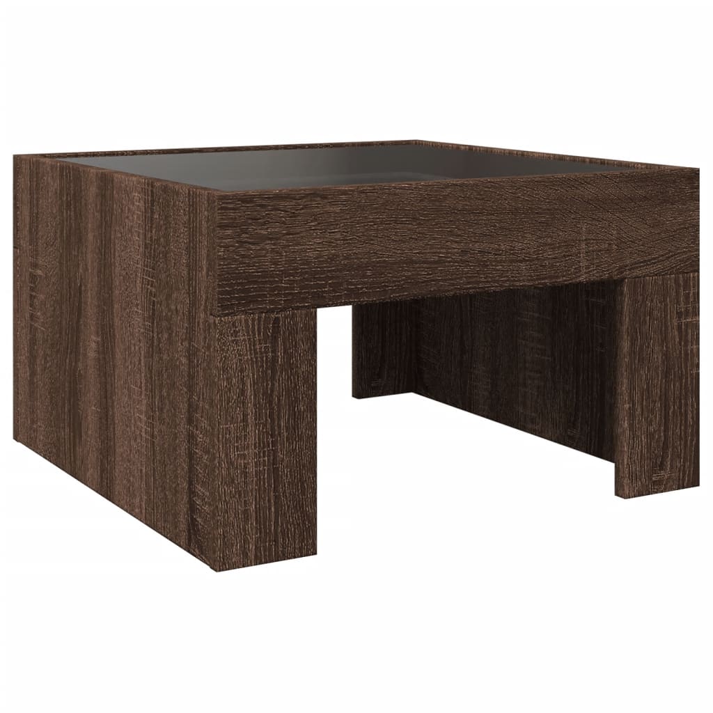 Table basse avec LED infini chêne marron 50x50x30 cm - Tables basses