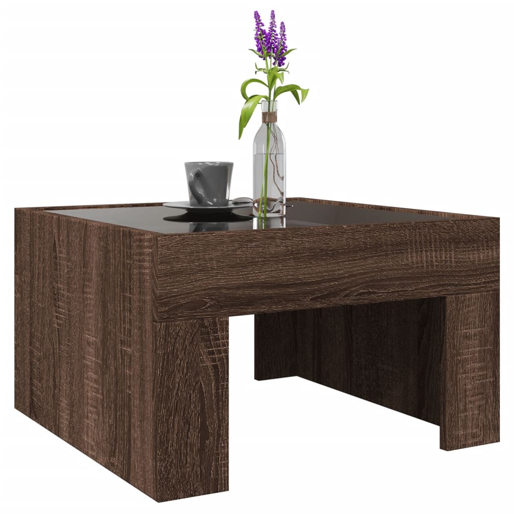 Table basse avec LED infini chêne marron 50x50x30 cm - Tables basses