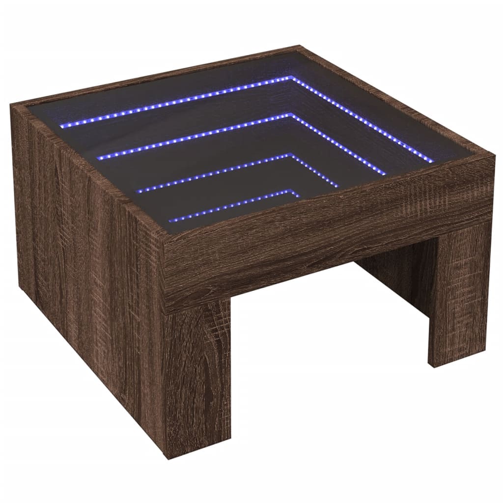 Table basse avec LED infini chêne marron 50x50x30 cm - Tables basses