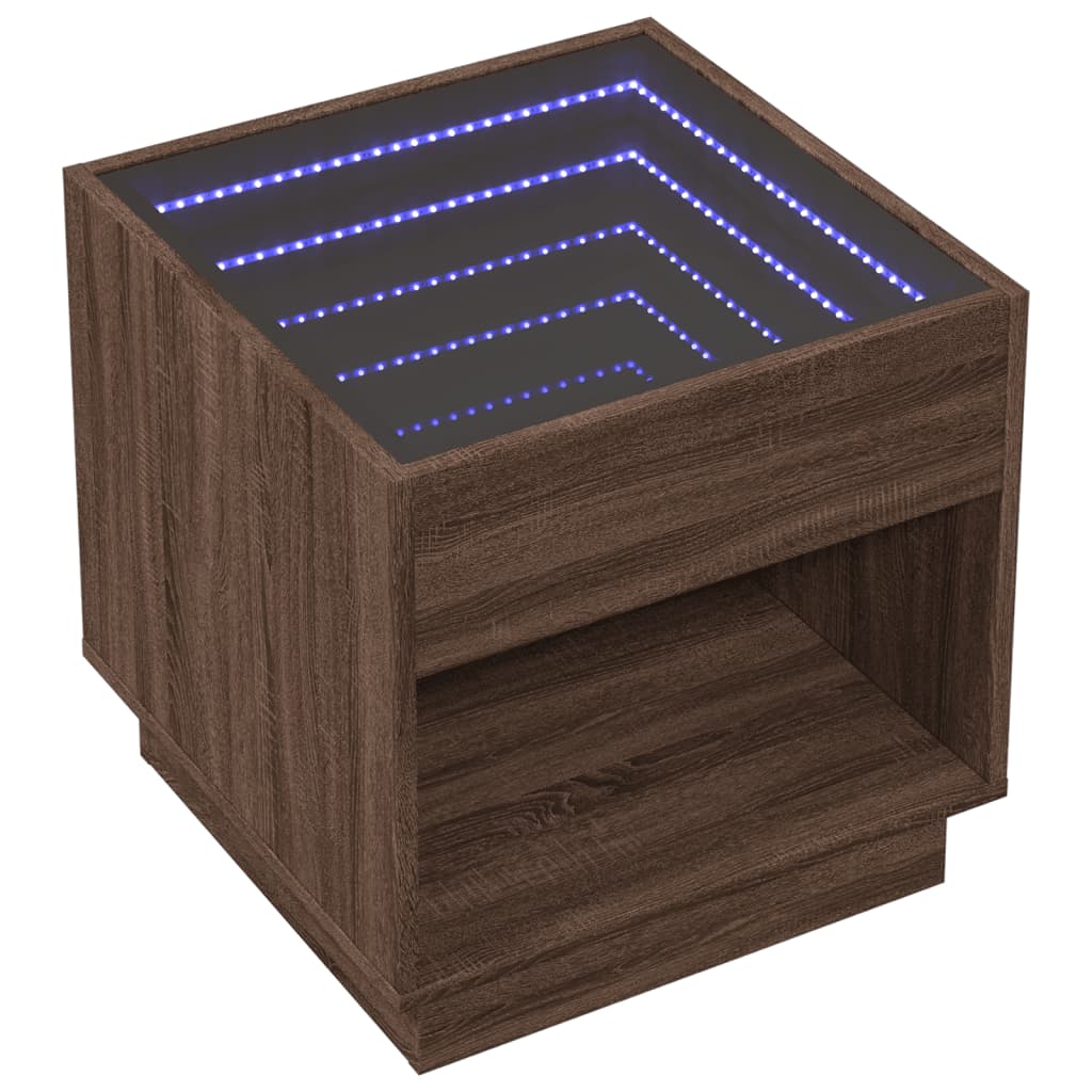 Table basse avec LED infini chêne marron 50x50x50 cm - Tables basses