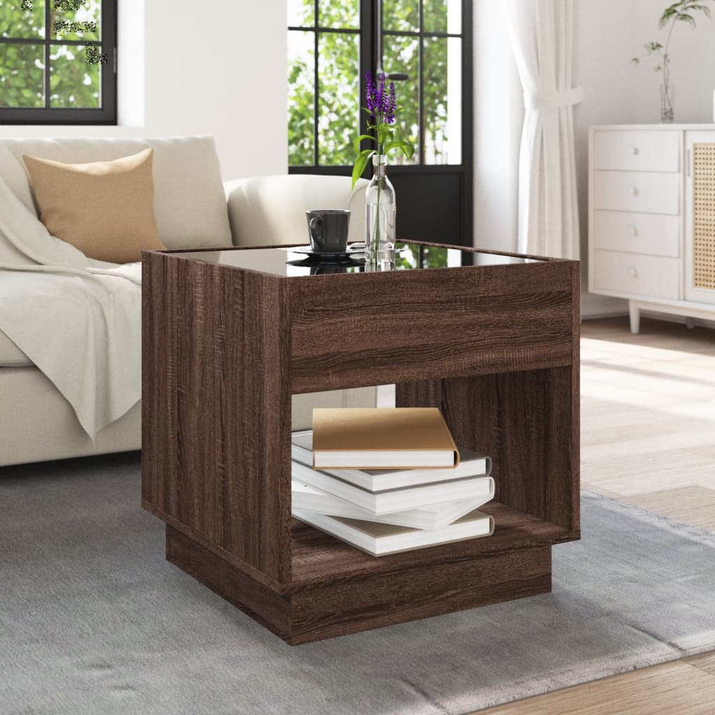 Table basse avec LED infini chêne marron 50x50x50 cm - Tables basses
