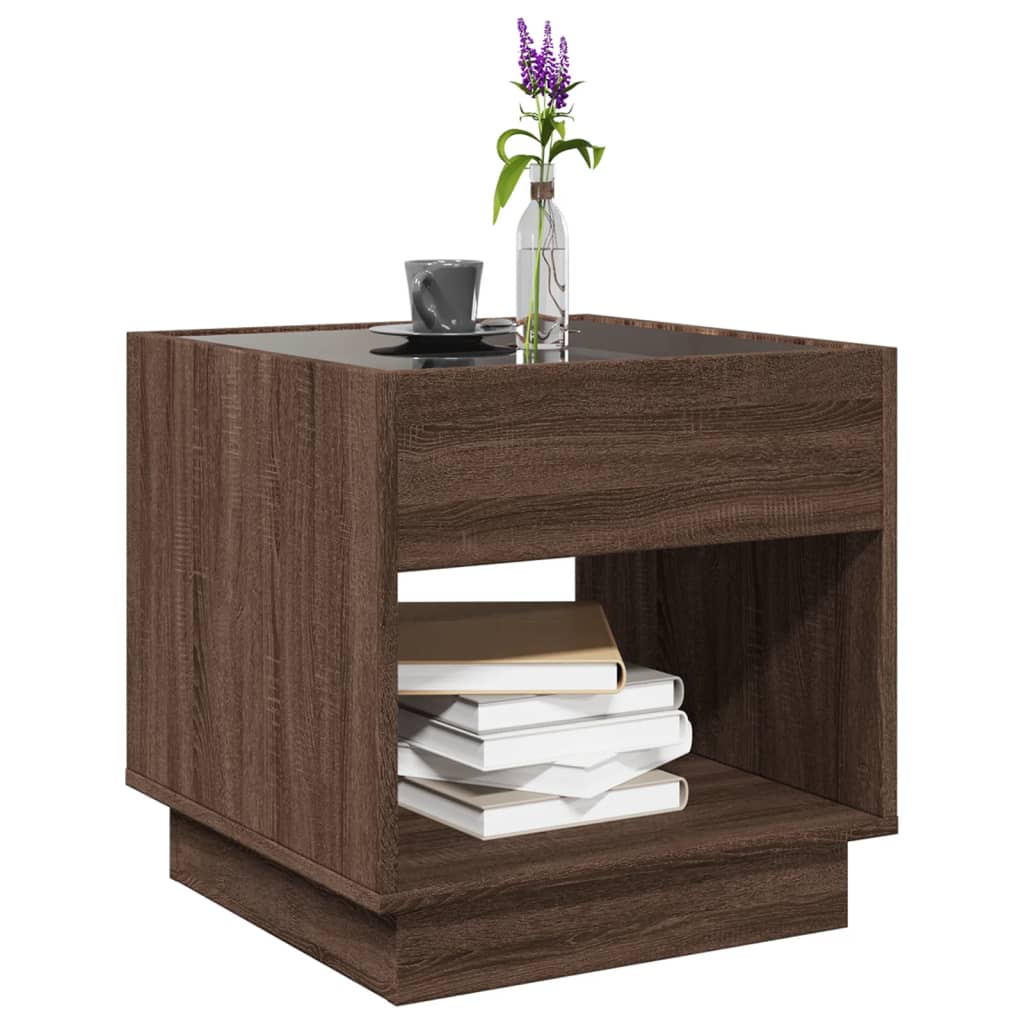 Table basse avec LED infini chêne marron 50x50x50 cm - Tables basses