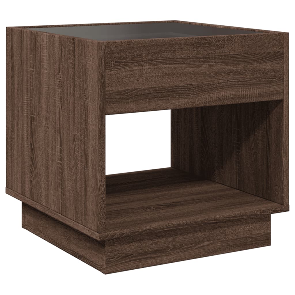 Table basse avec LED infini chêne marron 50x50x50 cm - Tables basses