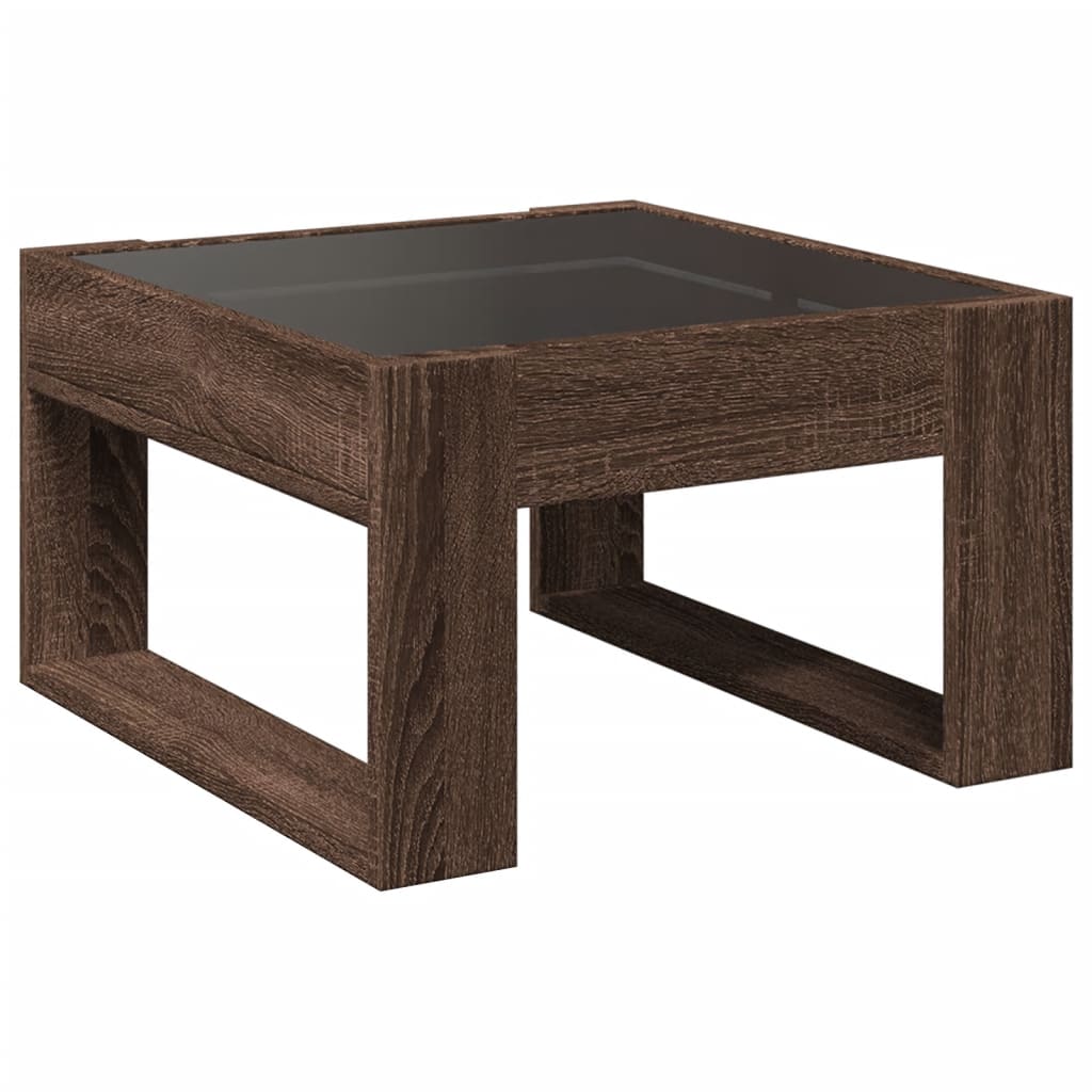 Table basse avec LED infini chêne marron 50x53x30 cm - Tables basses