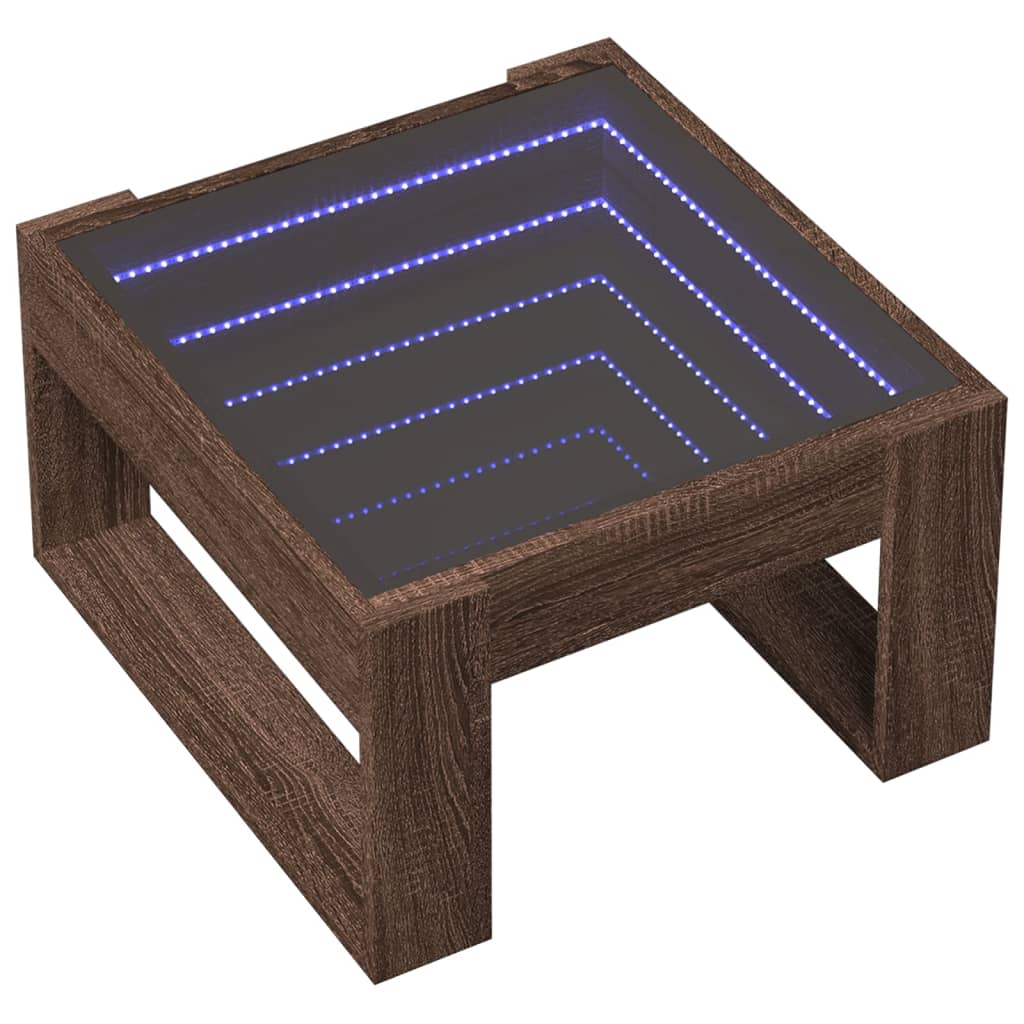 Table basse avec LED infini chêne marron 50x53x30 cm - Tables basses