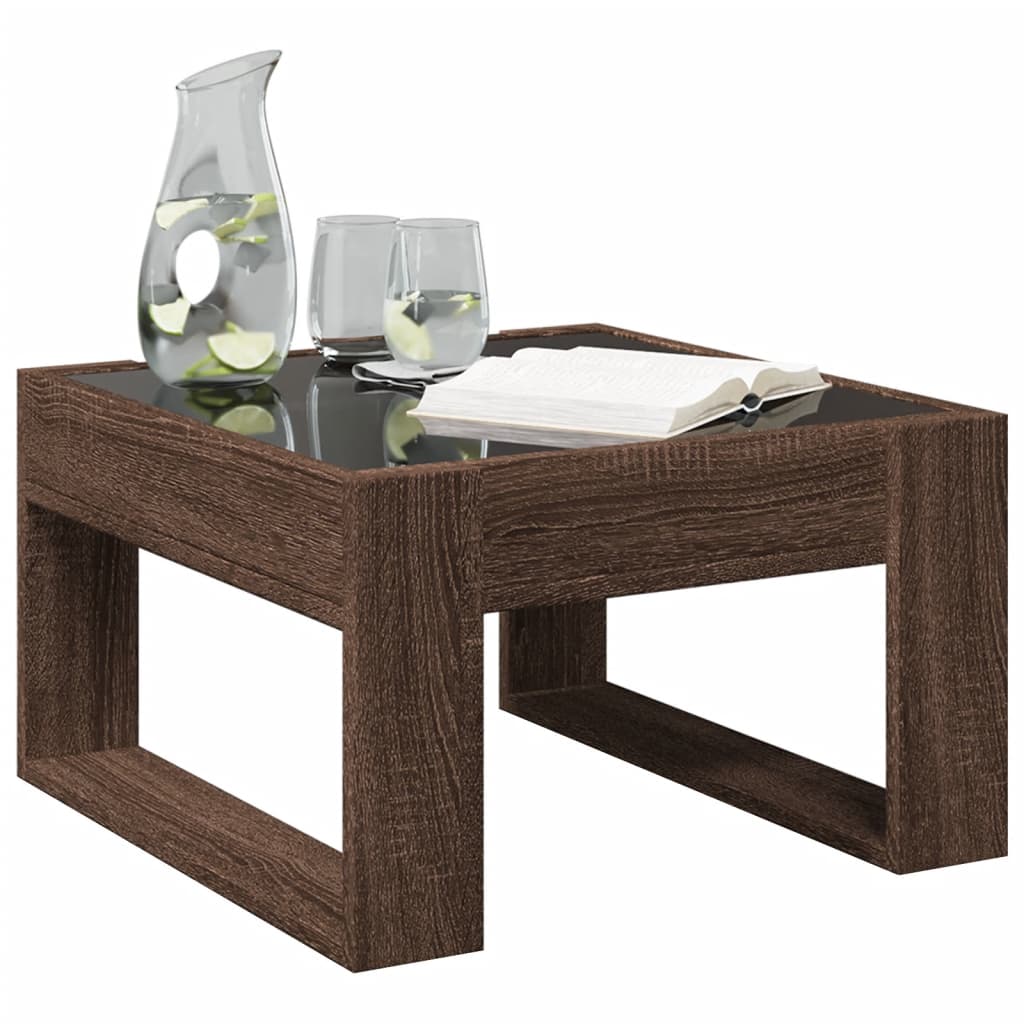 Table basse avec LED infini chêne marron 50x53x30 cm - Tables basses