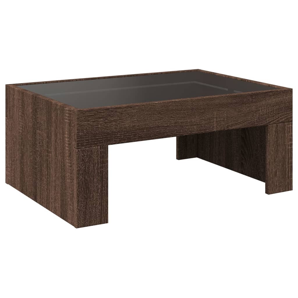 Table basse avec LED infini chêne marron 70x50x30 cm - Tables basses