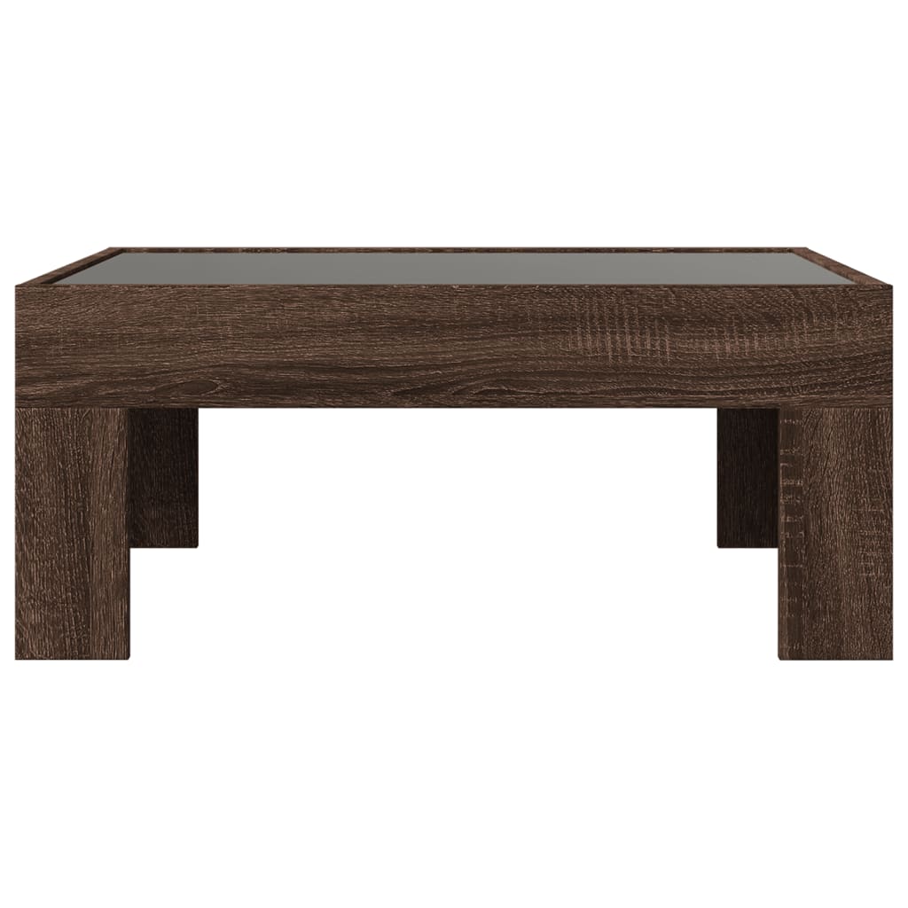 Table basse avec LED infini chêne marron 70x50x30 cm - Tables basses
