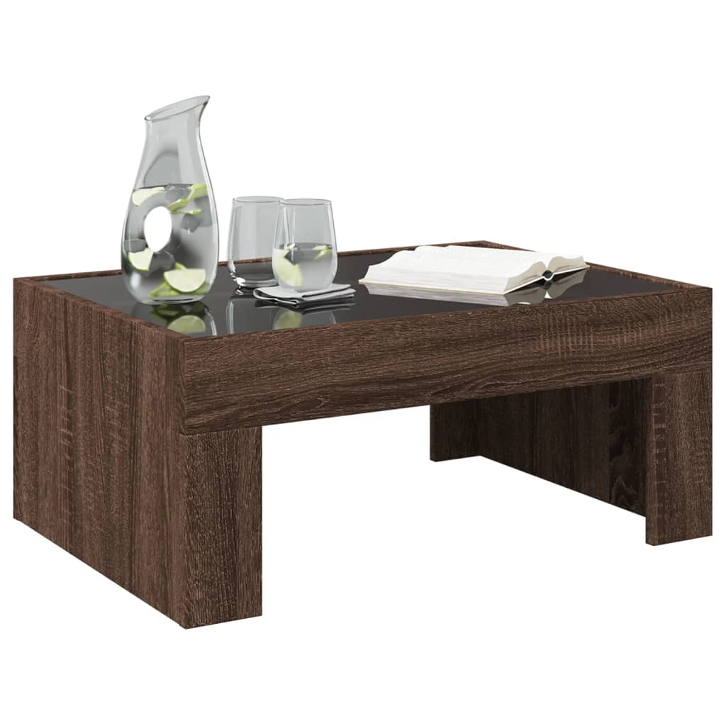 Table basse avec LED infini chêne marron 70x50x30 cm - Tables basses