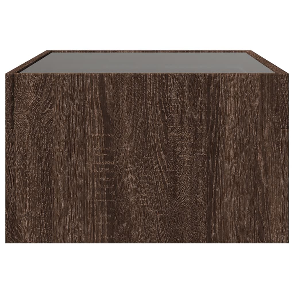 Table basse avec LED infini chêne marron 70x50x30 cm - Tables basses