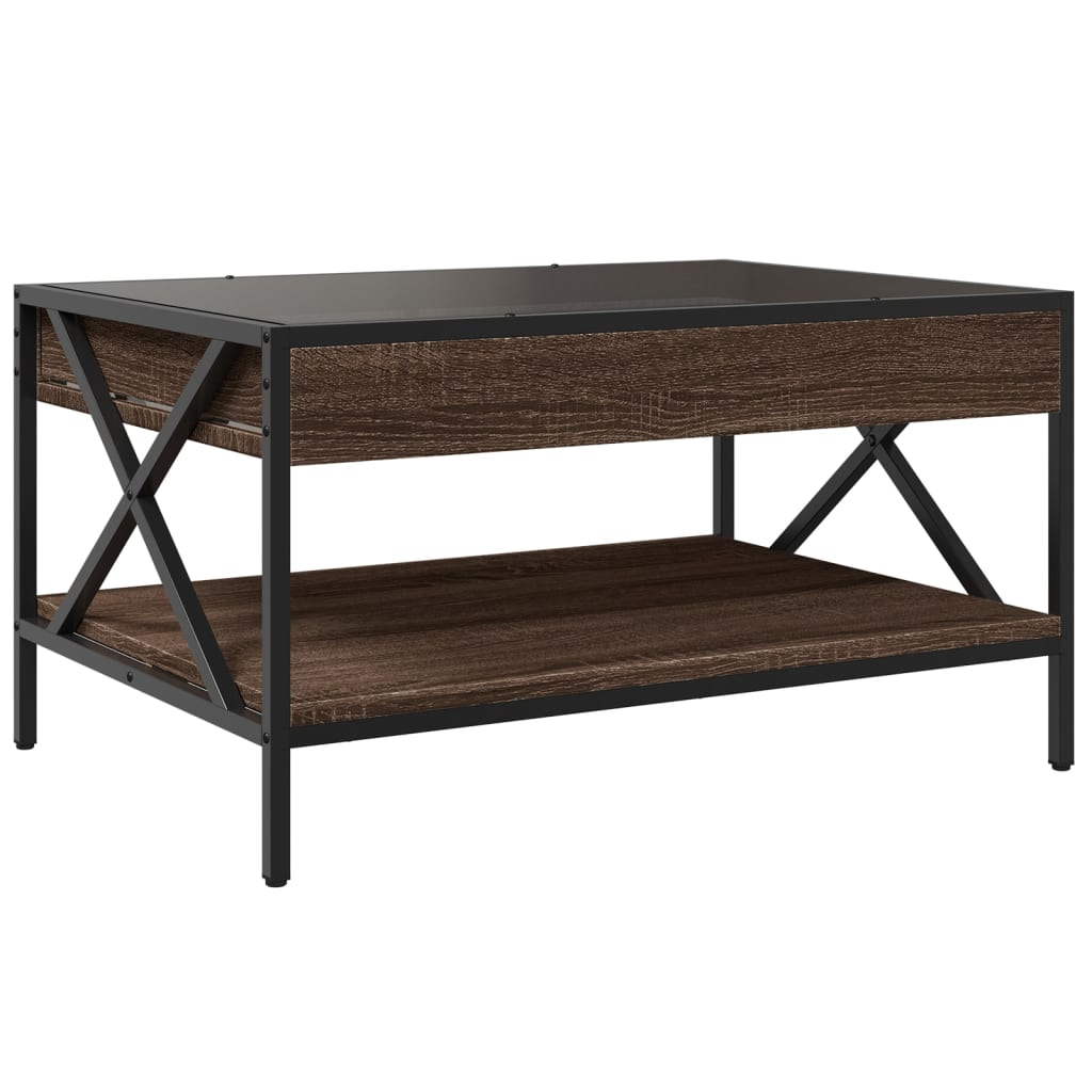 Table basse avec LED infini chêne marron 70x50x38 cm - Tables basses