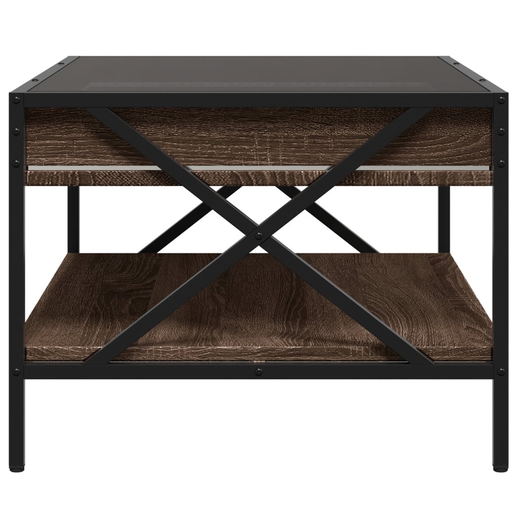 Table basse avec LED infini chêne marron 70x50x38 cm - Tables basses