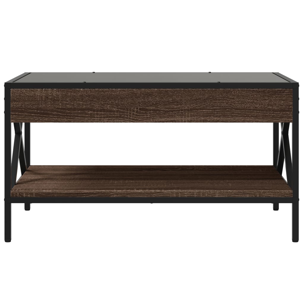 Table basse avec LED infini chêne marron 70x50x38 cm - Tables basses