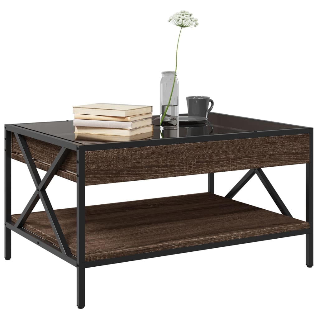 Table basse avec LED infini chêne marron 70x50x38 cm - Tables basses