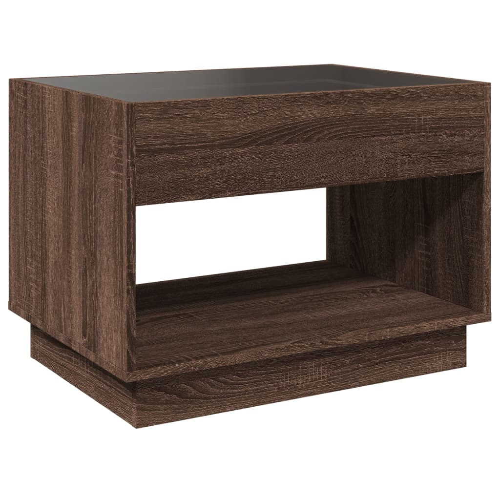 Table basse avec LED infini chêne marron 70x50x50 cm - Tables basses
