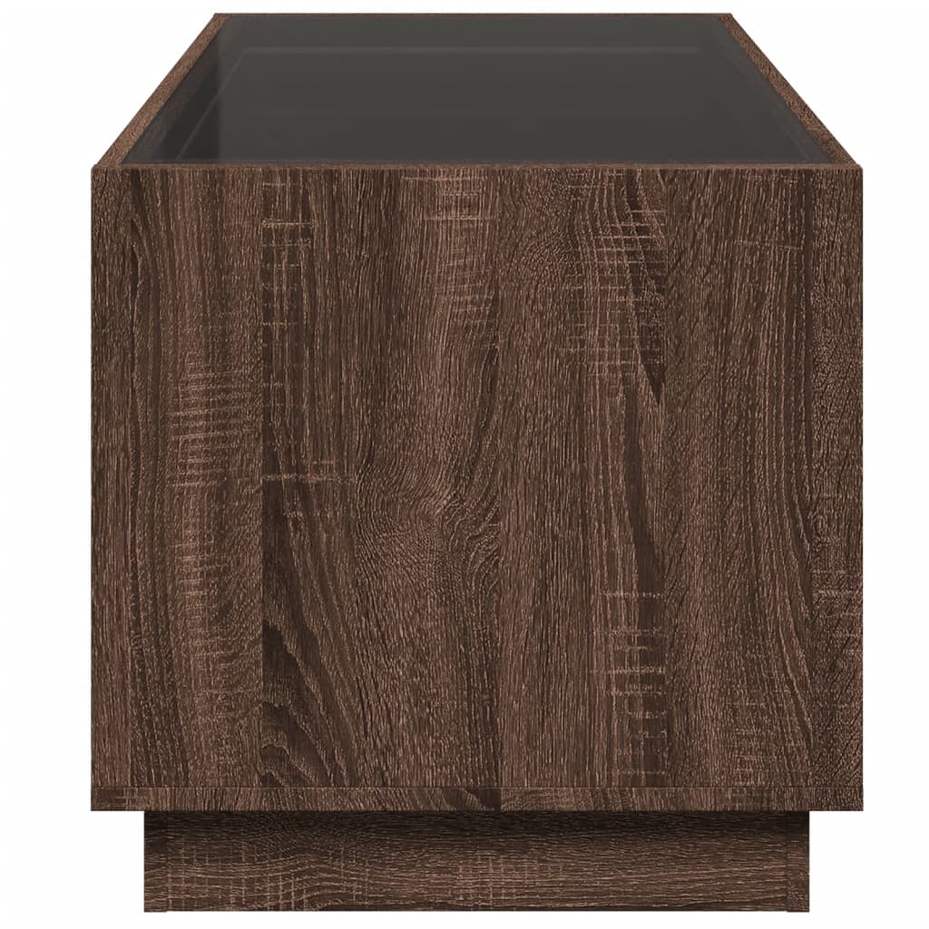 Table basse avec LED infini chêne marron 70x50x50 cm - Tables basses