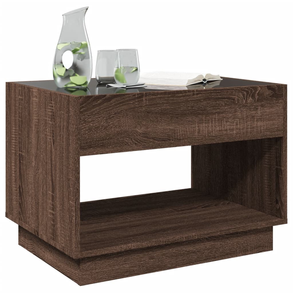 Table basse avec LED infini chêne marron 70x50x50 cm - Tables basses