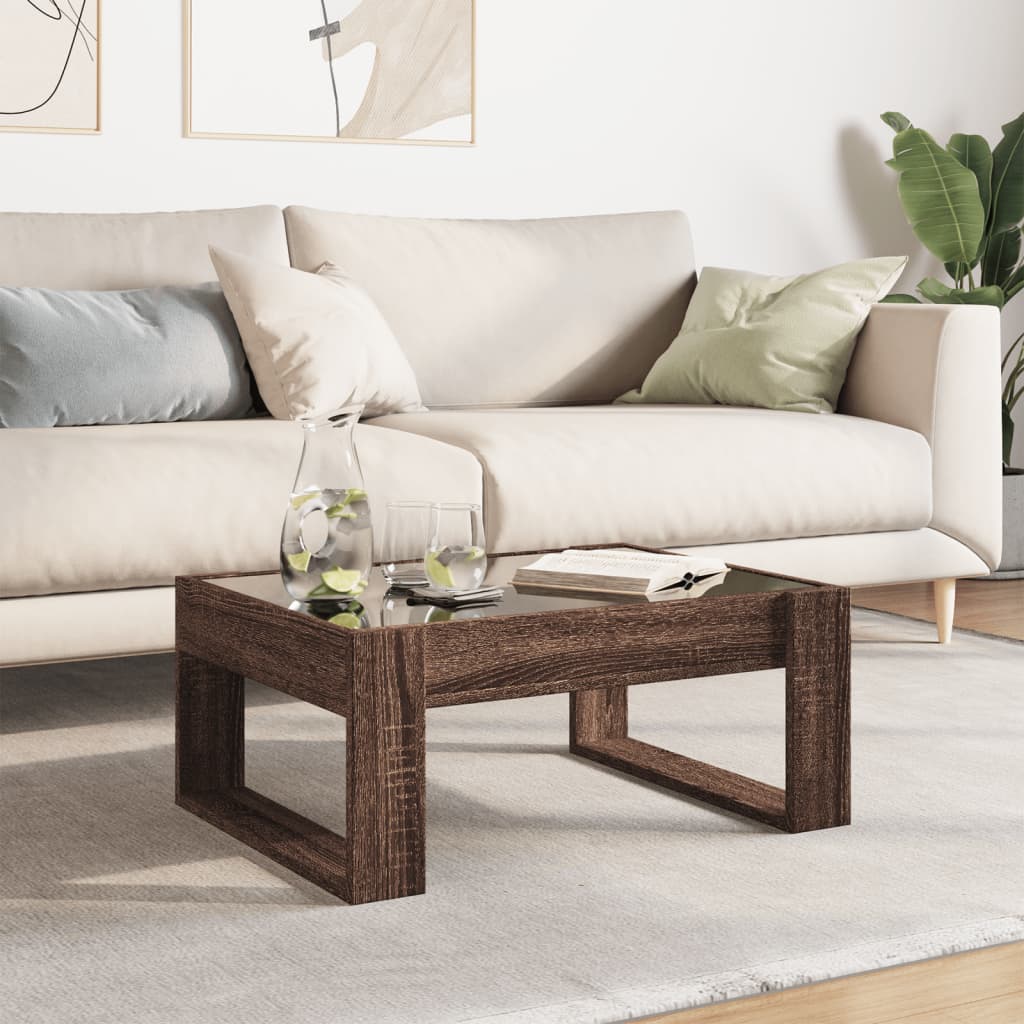 Table basse avec LED infini chêne marron 70x53x30 cm - Tables basses