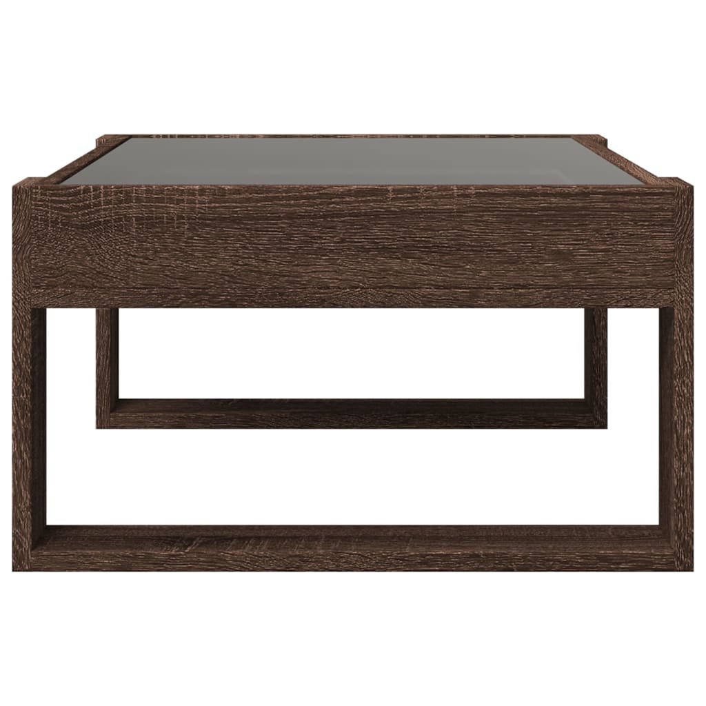 Table basse avec LED infini chêne marron 70x53x30 cm - Tables basses
