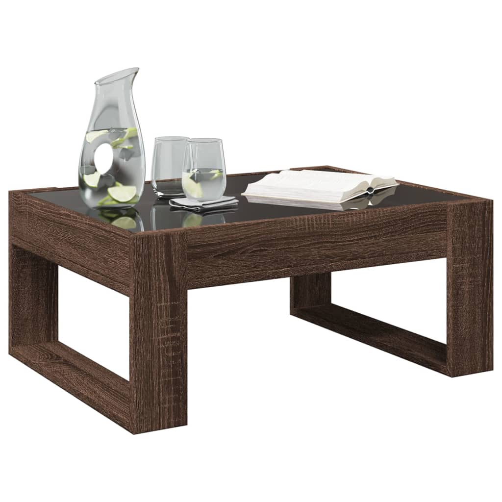 Table basse avec LED infini chêne marron 70x53x30 cm - Tables basses