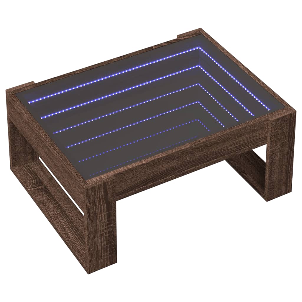 Table basse avec LED infini chêne marron 70x53x30 cm - Tables basses