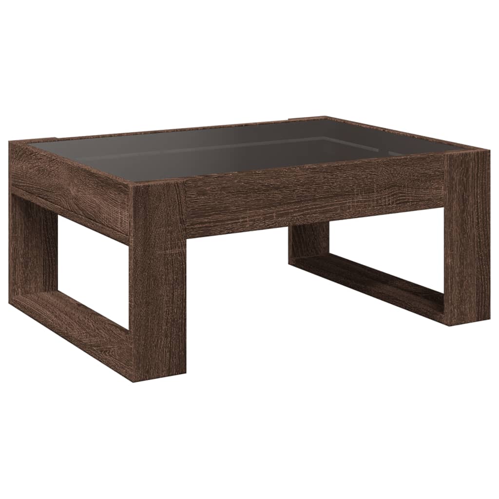 Table basse avec LED infini chêne marron 70x53x30 cm - Tables basses