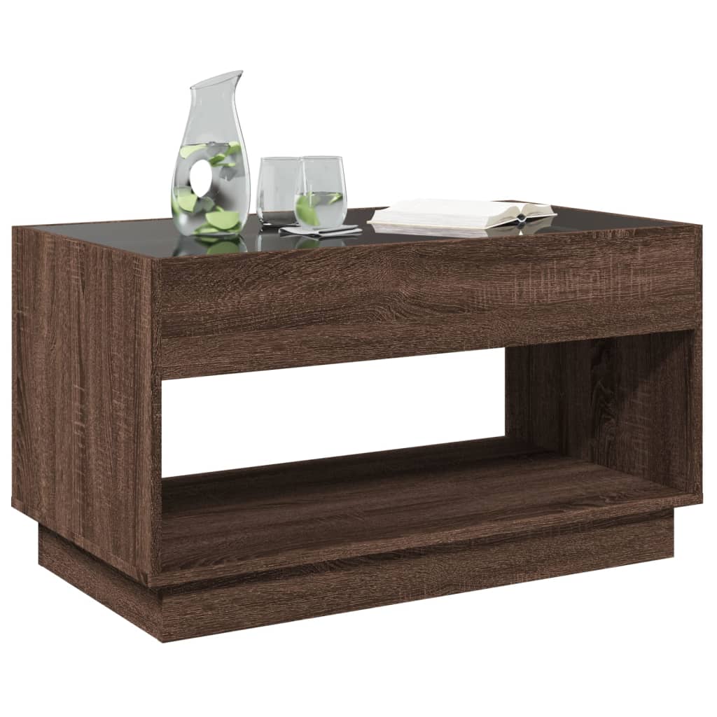 Table basse avec LED infini chêne marron 90x50x50 cm - Tables basses