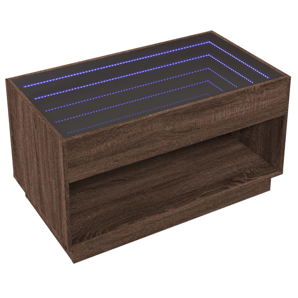 Table basse avec LED infini chêne marron 90x50x50 cm - Tables basses