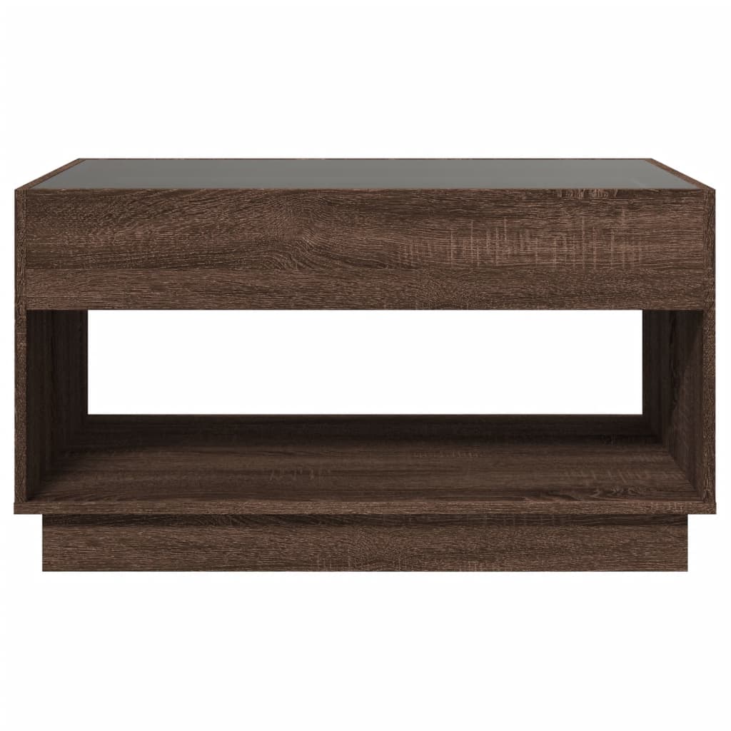 Table basse avec LED infini chêne marron 90x50x50 cm - Tables basses