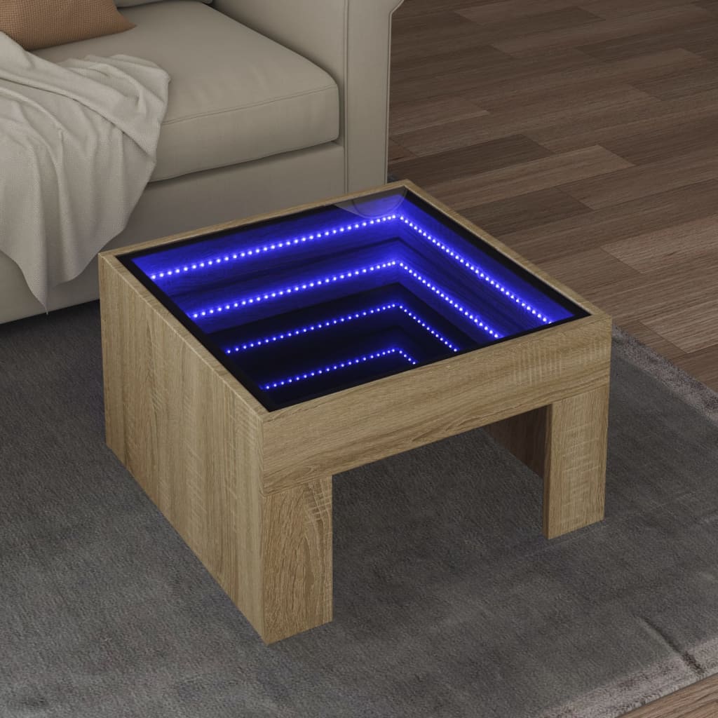 Table basse avec LED infini chêne sonoma 50x50x30 cm - Tables basses
