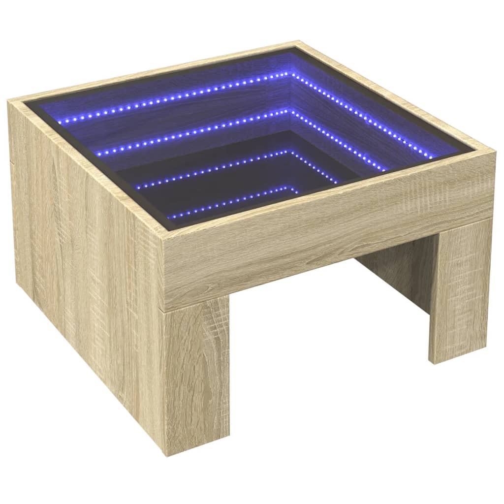 Table basse avec LED infini chêne sonoma 50x50x30 cm - Tables basses