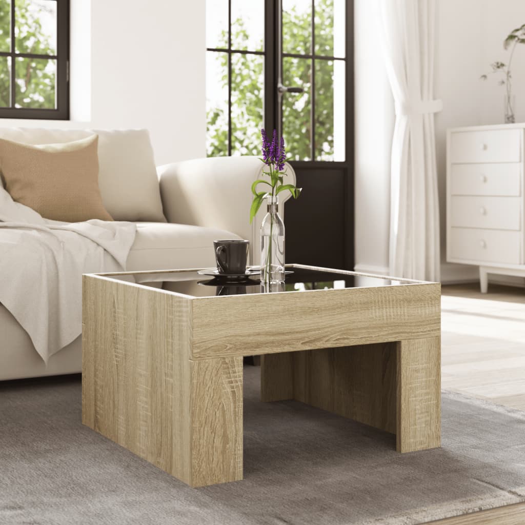 Table basse avec LED infini chêne sonoma 50x50x30 cm - Tables basses