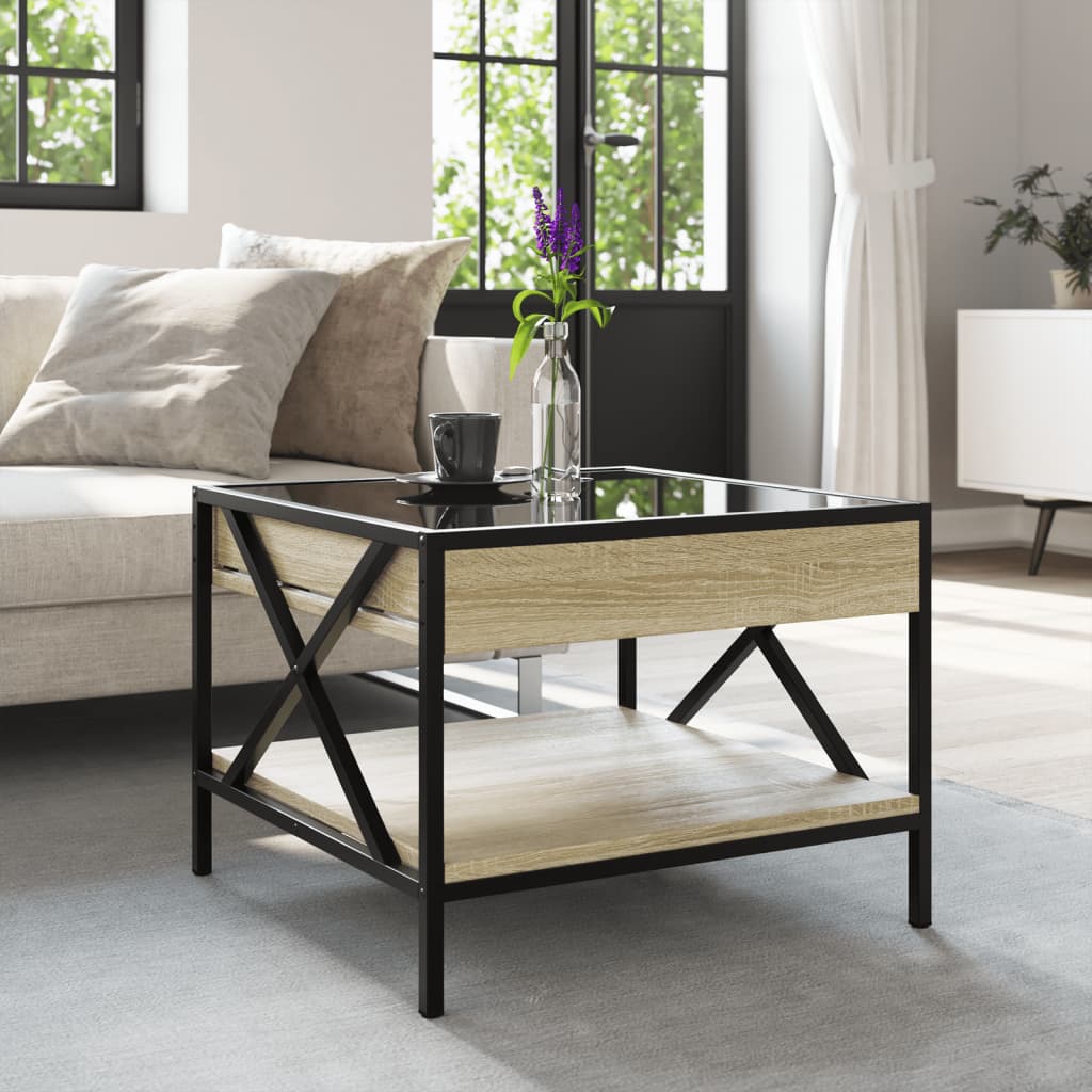 Table basse avec LED infini chêne sonoma 50x50x38 cm - Tables basses