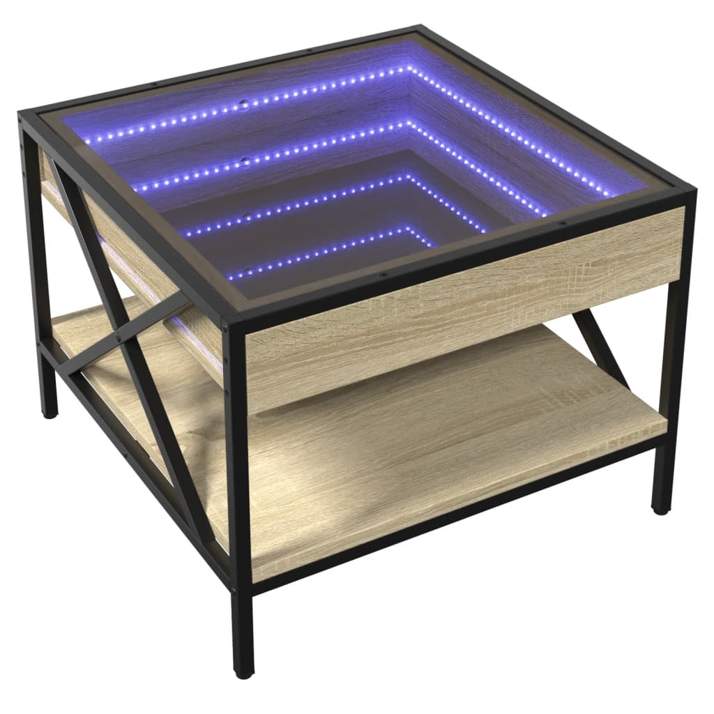 Table basse avec LED infini chêne sonoma 50x50x38 cm - Tables basses