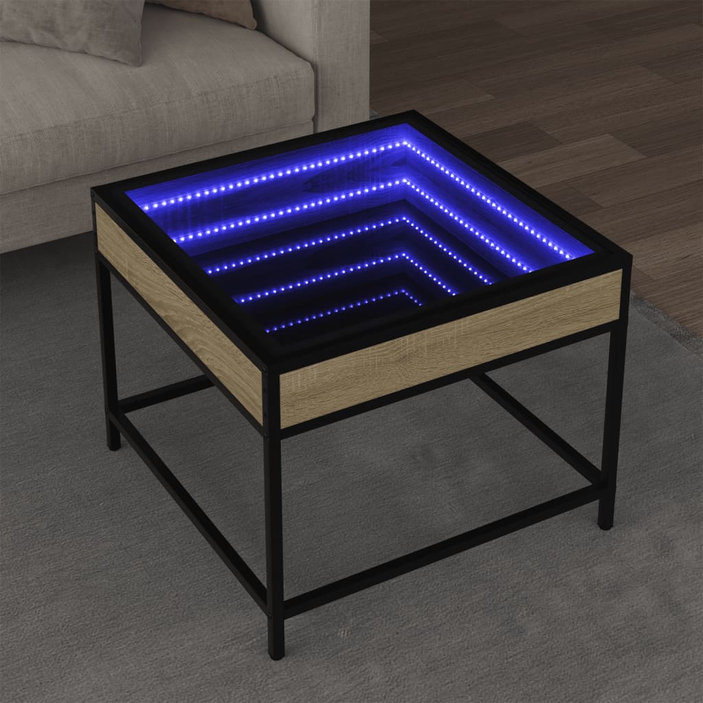 Table basse avec LED infini chêne sonoma 50x50x41 cm - Tables basses