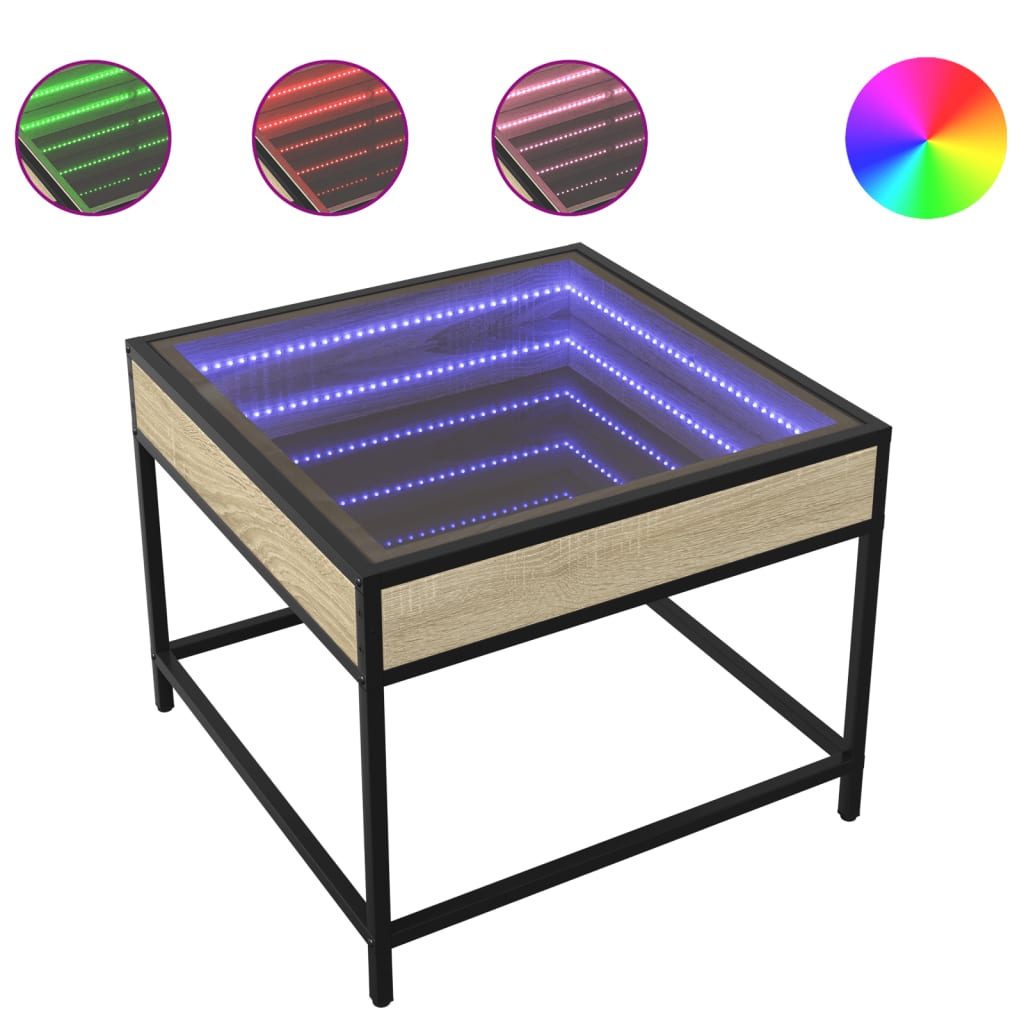 Table basse avec LED infini chêne sonoma 50x50x41 cm - Tables basses