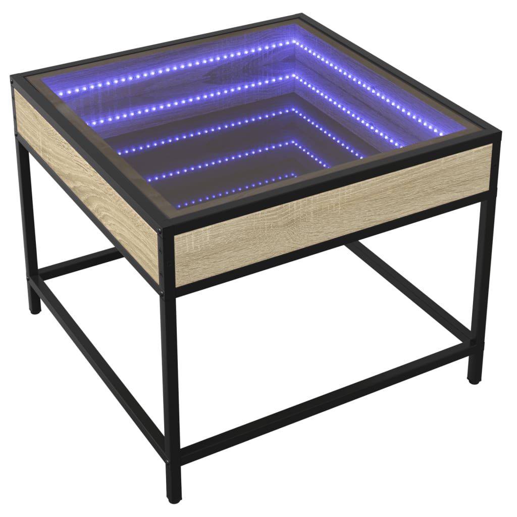 Table basse avec LED infini chêne sonoma 50x50x41 cm - Tables basses