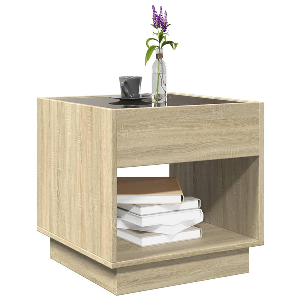 Table basse avec LED infini chêne sonoma 50x50x50 cm - Tables basses