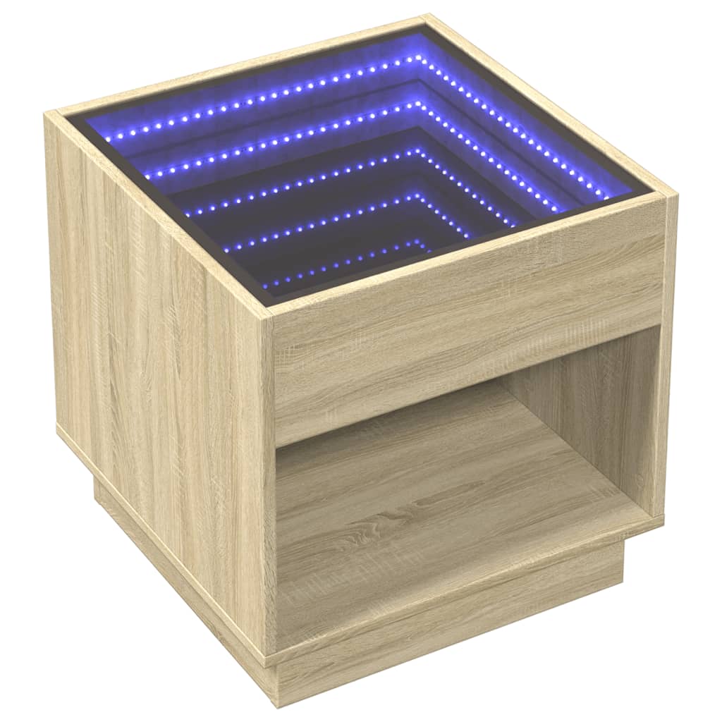Table basse avec LED infini chêne sonoma 50x50x50 cm - Tables basses