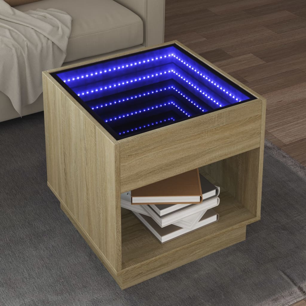 Table basse avec LED infini chêne sonoma 50x50x50 cm - Tables basses