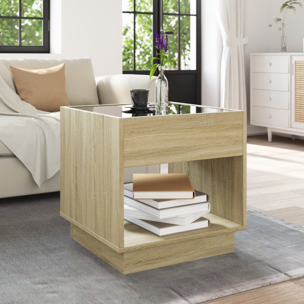 Table basse avec LED infini chêne sonoma 50x50x50 cm - Tables basses