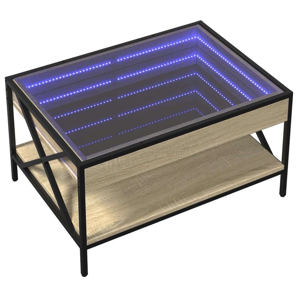 Table basse avec LED infini chêne sonoma 70x50x38 cm - Tables basses